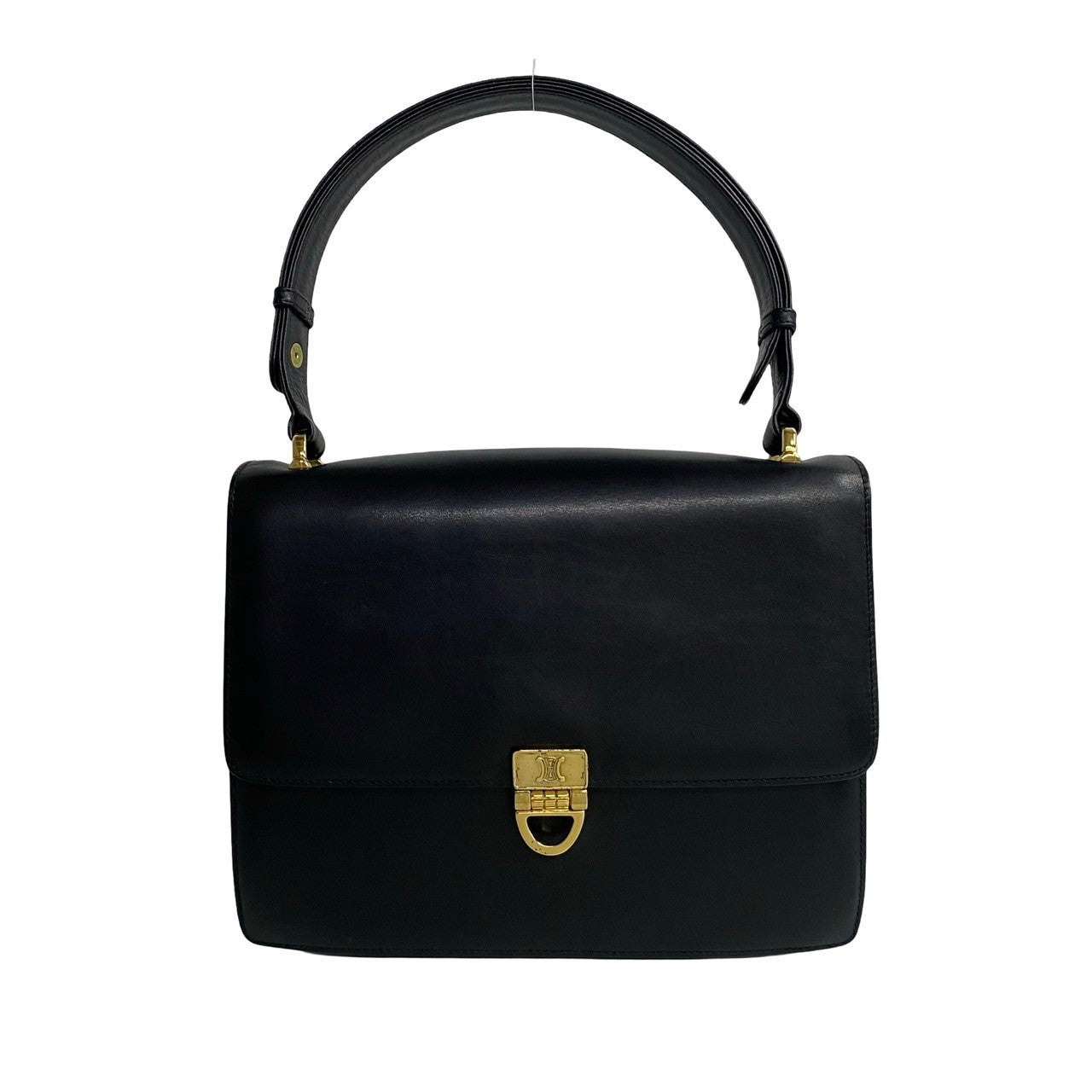 Celine Shoulder Bag Leather Black Triomphe Logo Metal Women