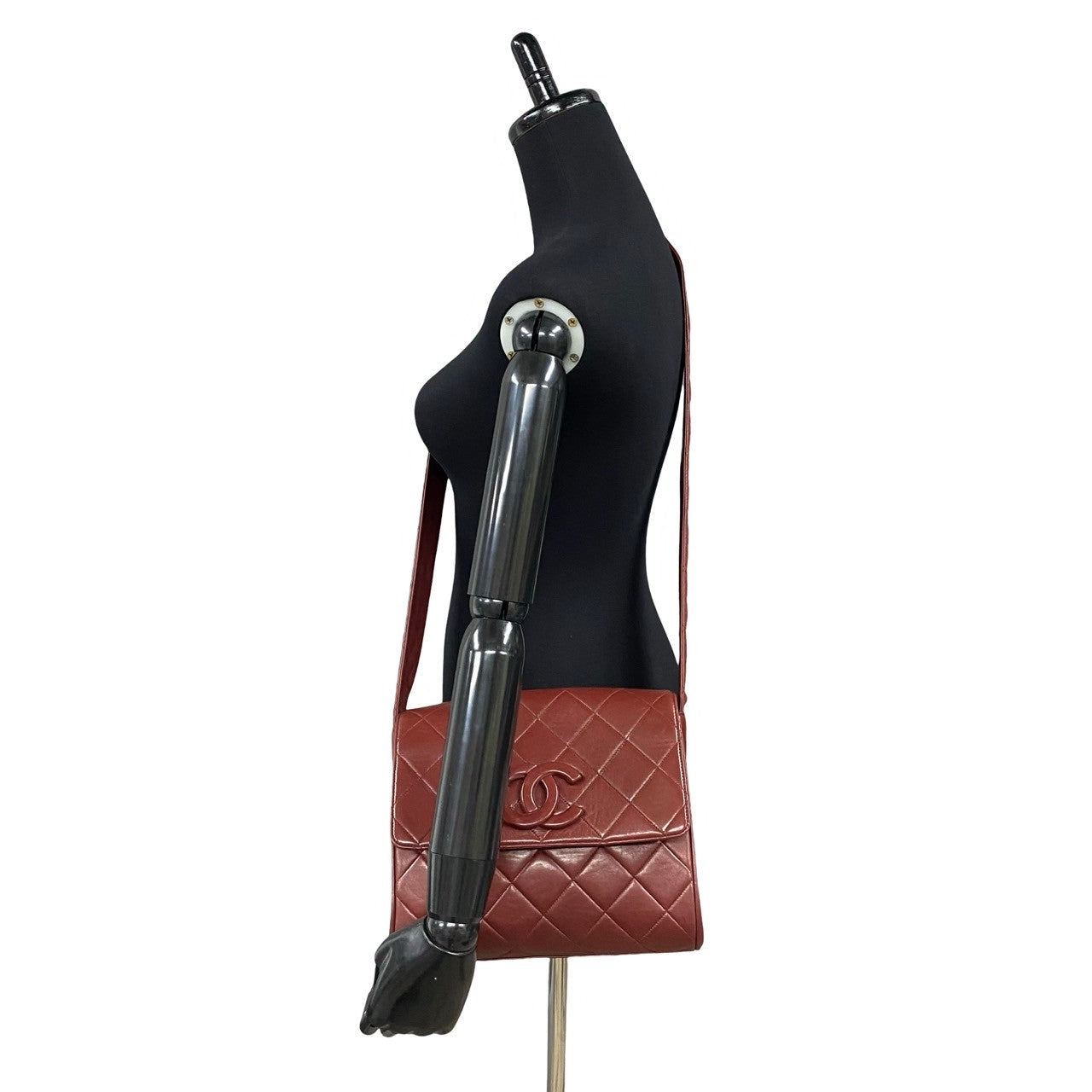 Chanel Shoulder Bag Lambskin Red Coco Mark Matrasse Women