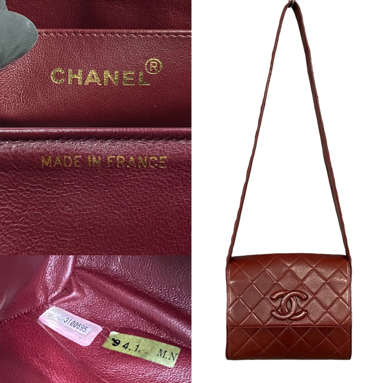 Chanel Shoulder Bag Lambskin Red Coco Mark Matrasse Women