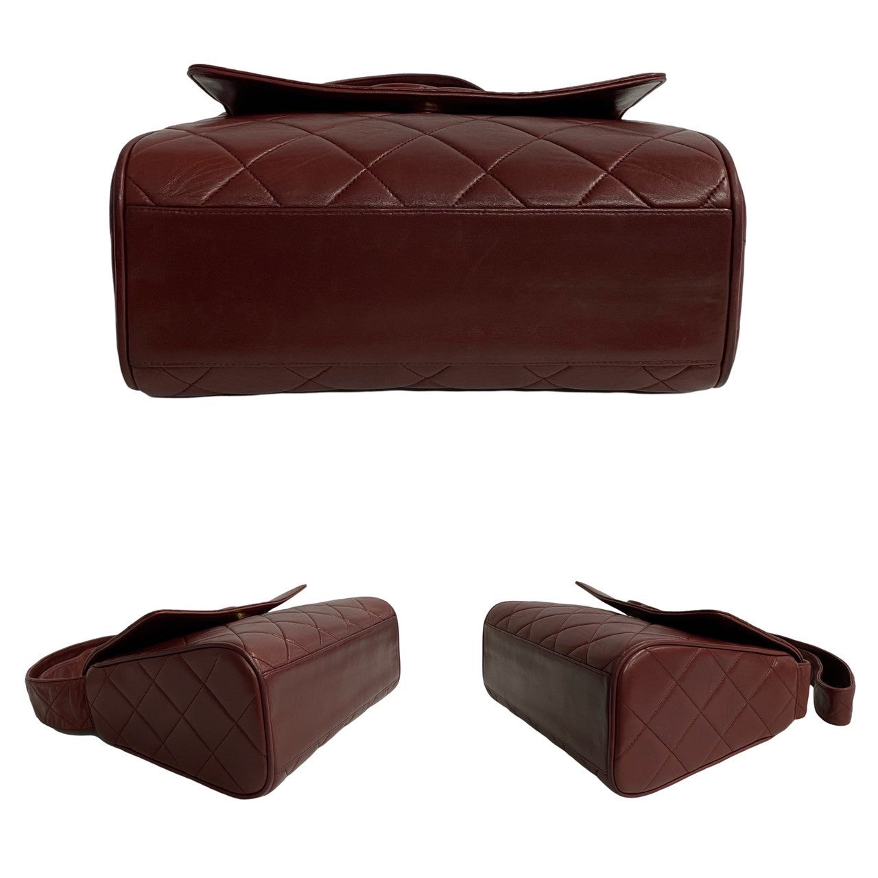 Chanel Shoulder Bag Lambskin Red Coco Mark Matrasse Women