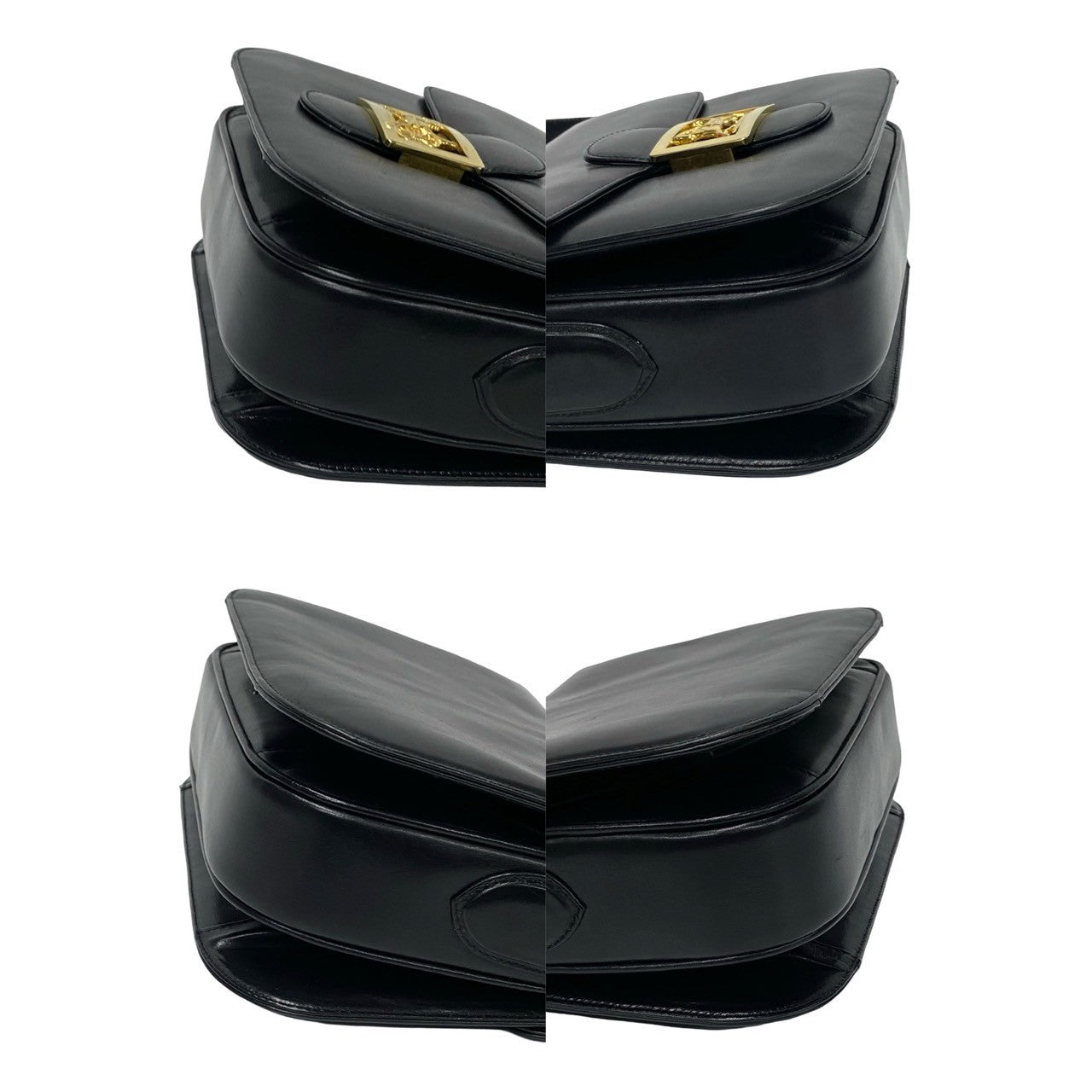 Celine Shoulder Bag Calfskin, Leather Black Logo Carriage Metal Women