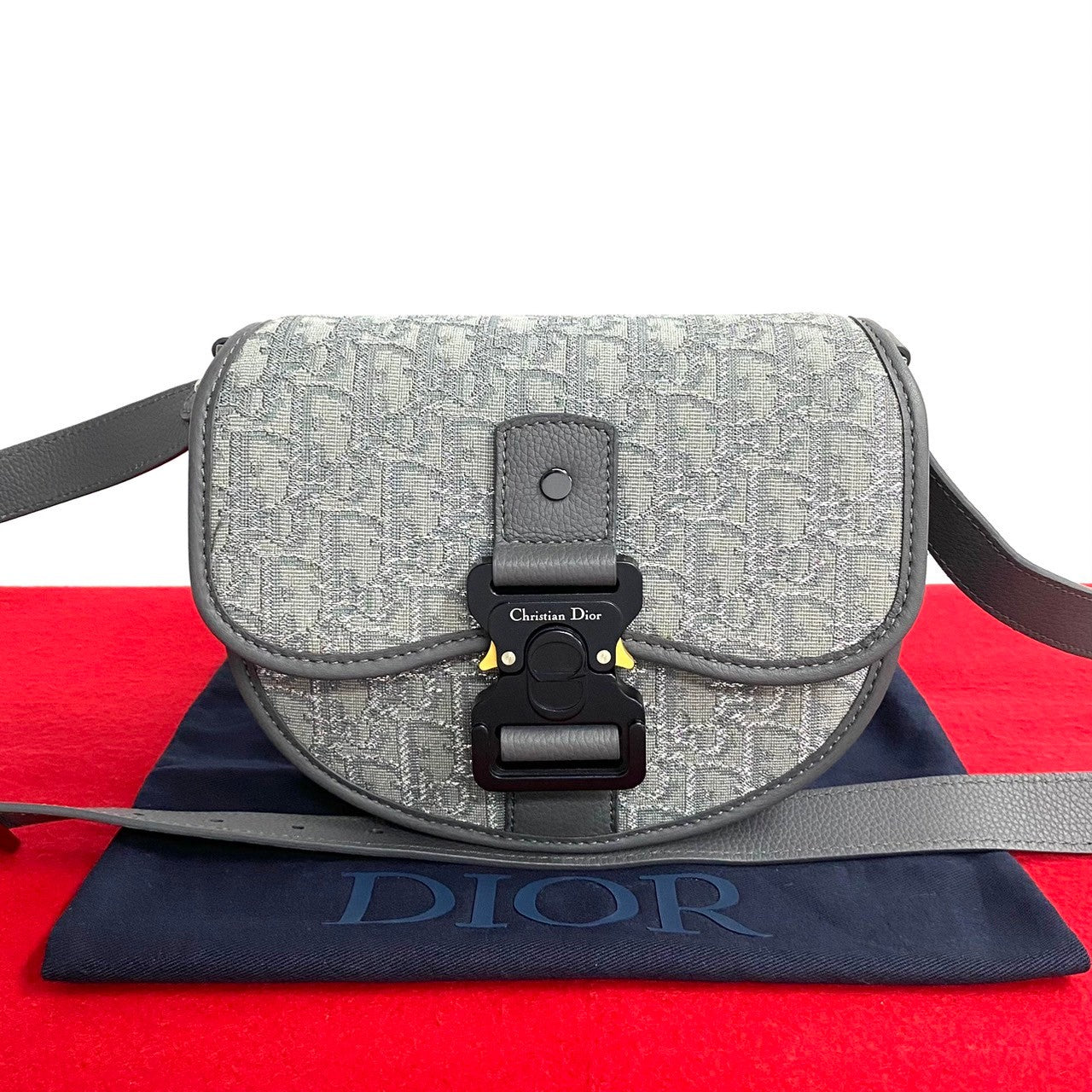 Dior Shoulder Bag Canvas Gray Oblique Gallop