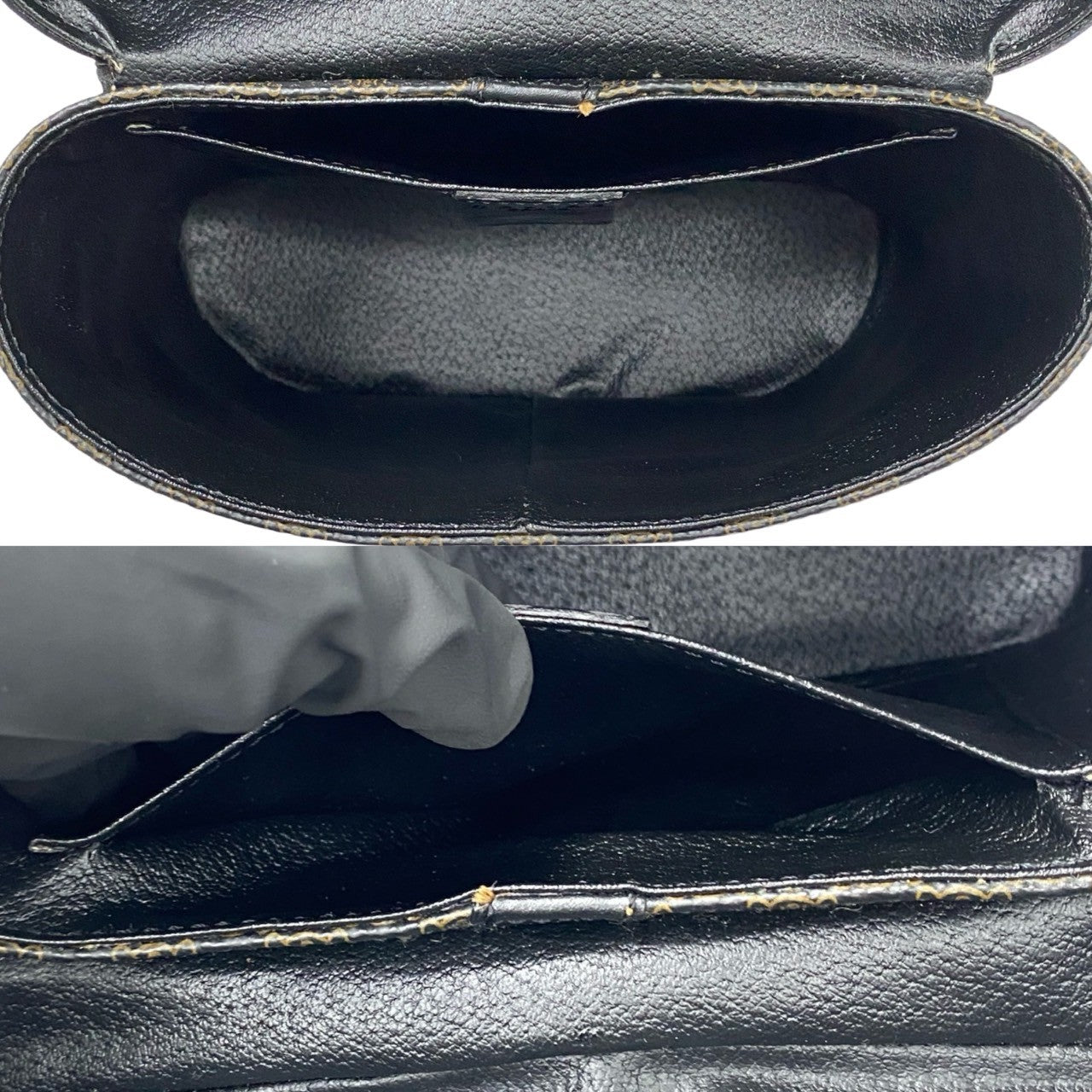 Celine Shoulder Bag Leather, Pvc Black Macadam Blazon Pattern Triomphe Logo Metal Women