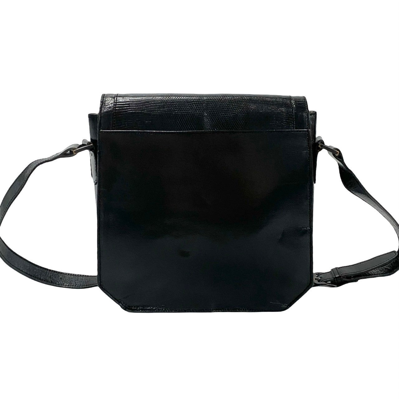 Yves Saint Laurent Shoulder Bag Leather Black Logo Women