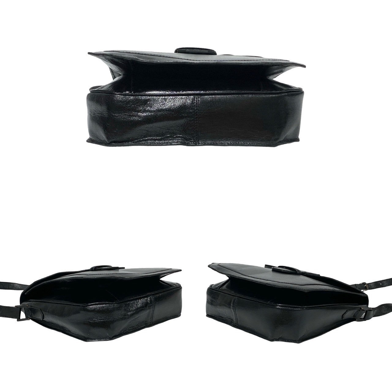 Yves Saint Laurent Shoulder Bag Leather Black Logo Women