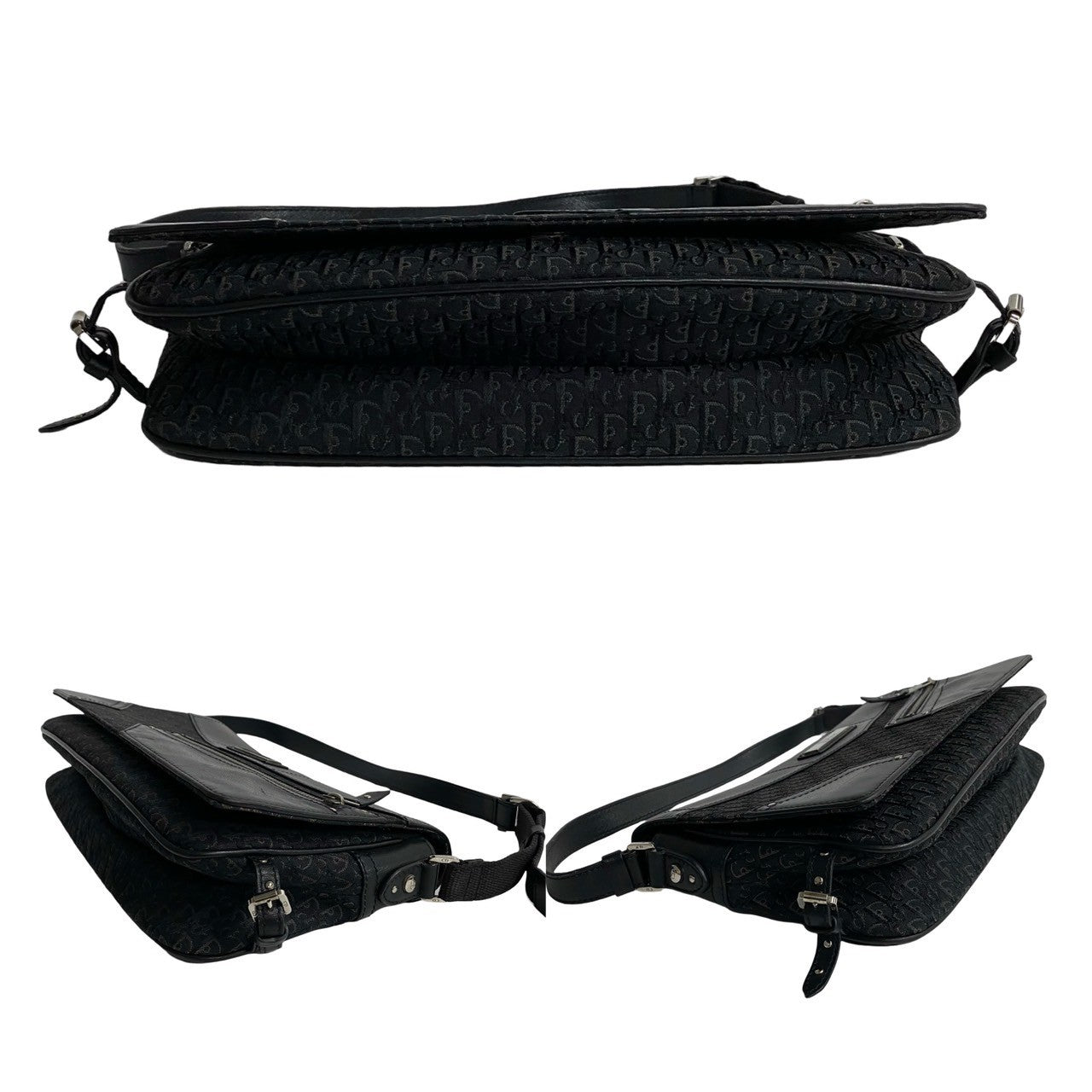 Dior Shoulder Bag Leather, Canvas Black Trotter Pattern Street Chic Women
