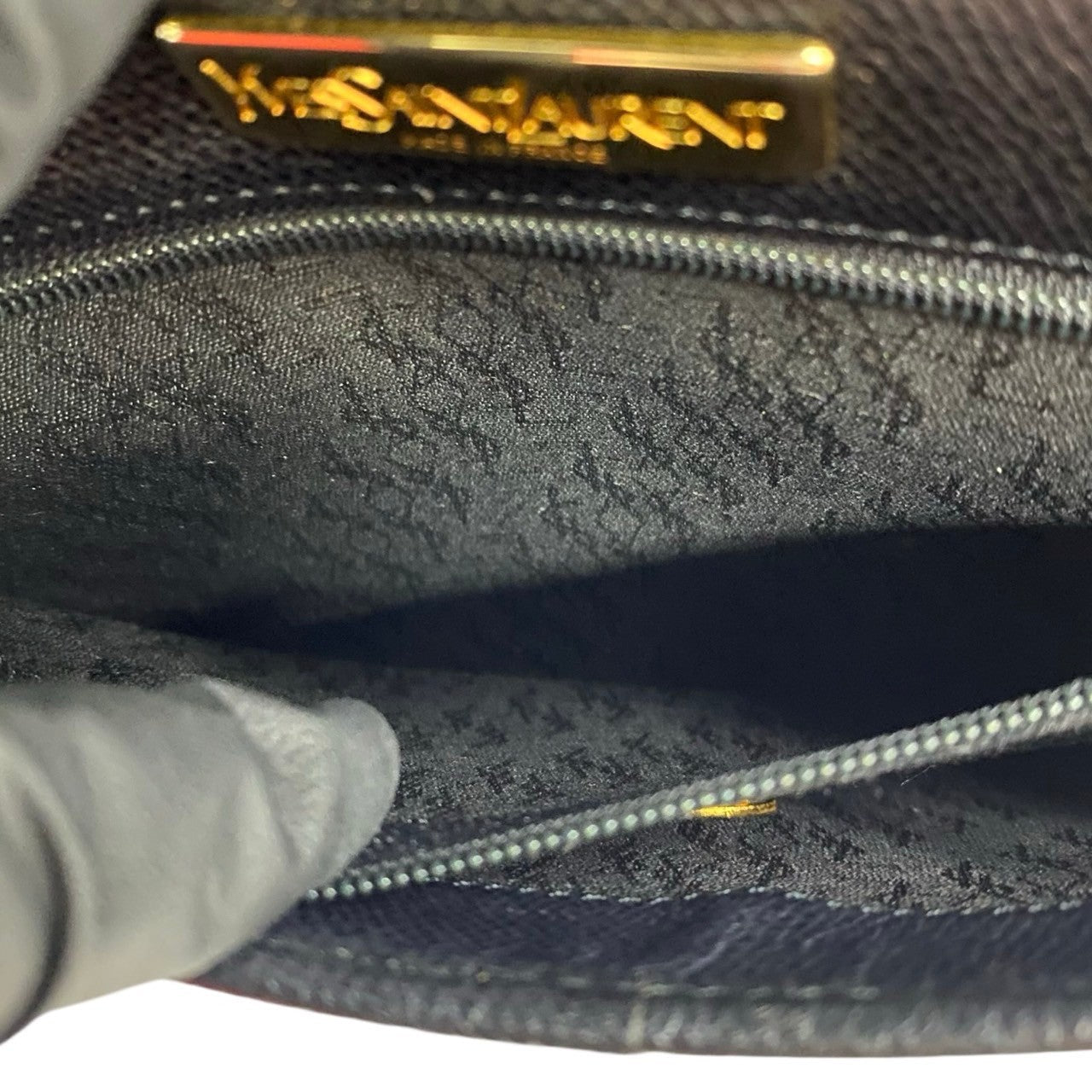 Yves Saint Laurent Shoulder Bag Leather Black Ysl Logo Women