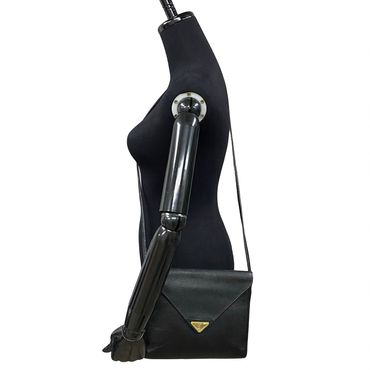 Yves Saint Laurent Shoulder Bag Leather Black Ysl Logo Women