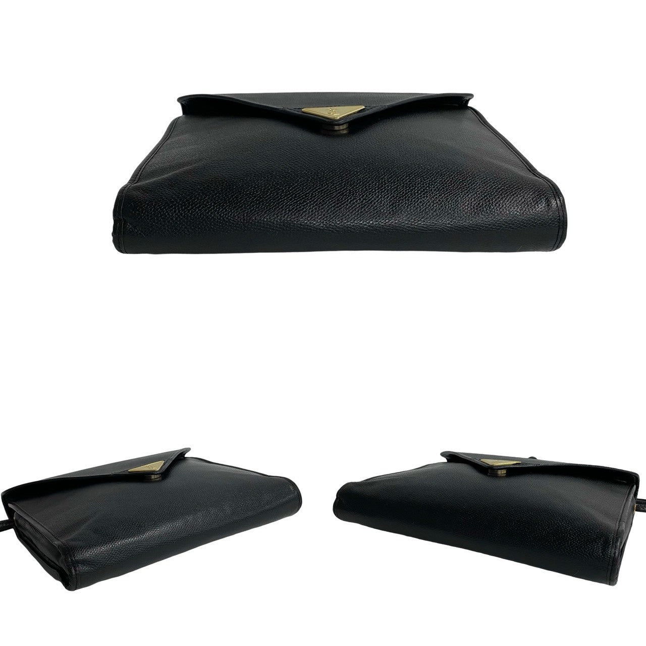 Yves Saint Laurent Shoulder Bag Leather Black Ysl Logo Women