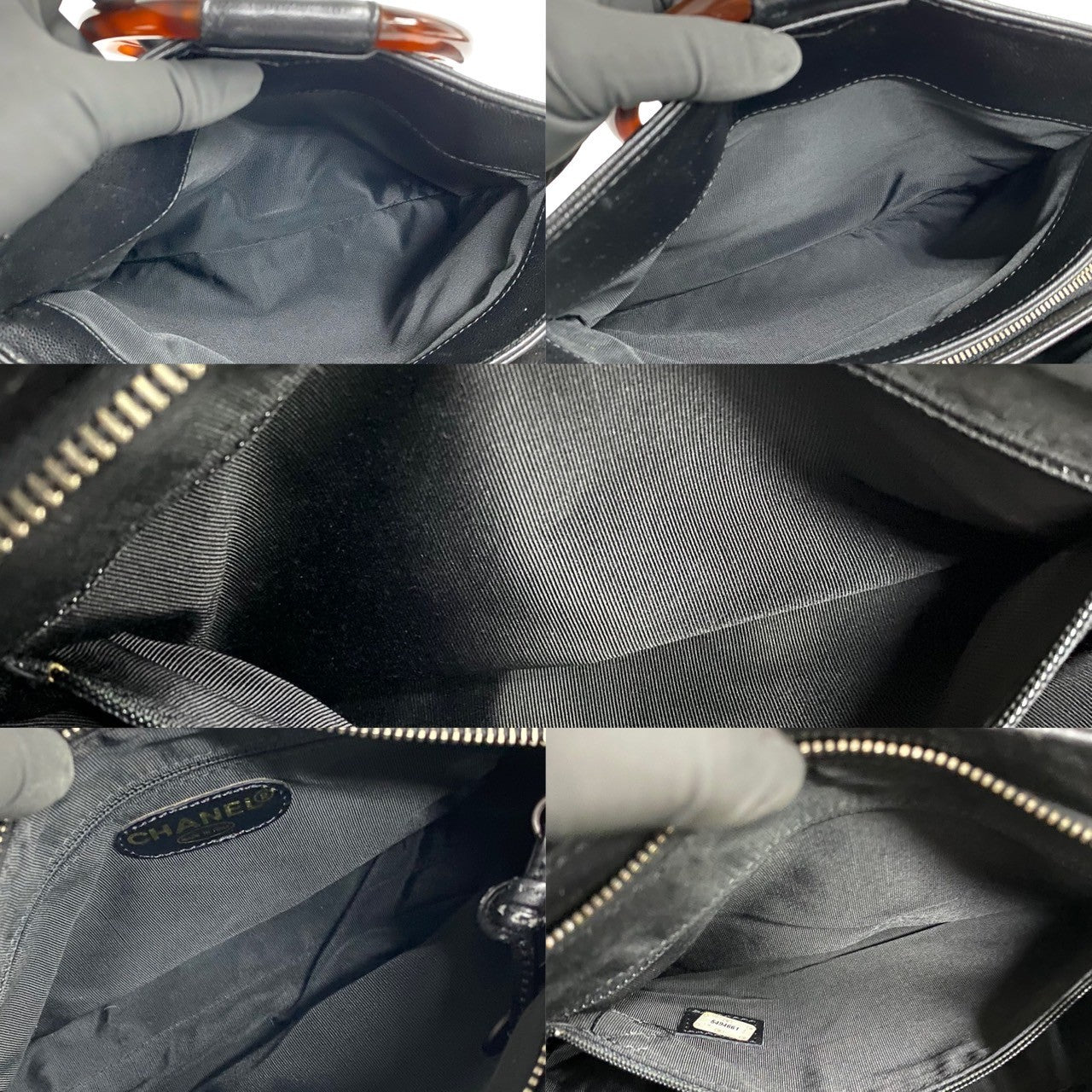Chanel Handbag Matte Caviar Skin, Plastic Black Coco Mark Women