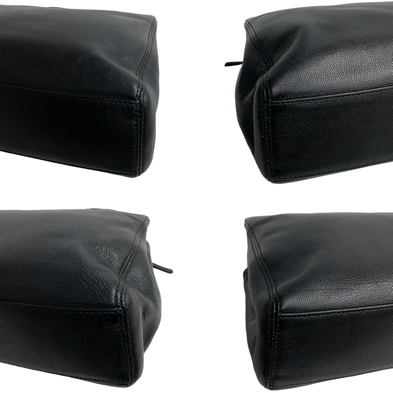 Chanel Handbag Matte Caviar Skin, Plastic Black Coco Mark Women