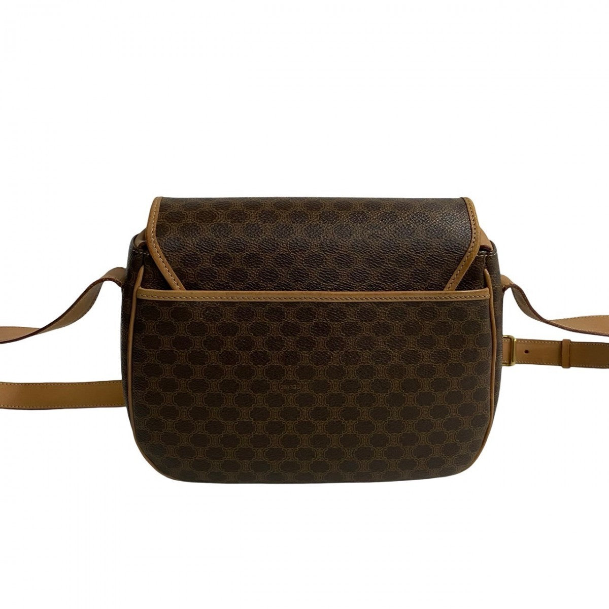 Celine Shoulder Bag Leather, Pvc Brown Macadam Blason Triomphe Pattern Women