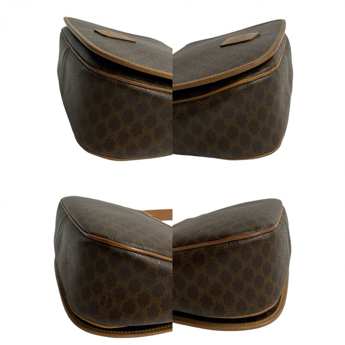 Celine Shoulder Bag Leather, Pvc Brown Macadam Blason Triomphe Pattern Women