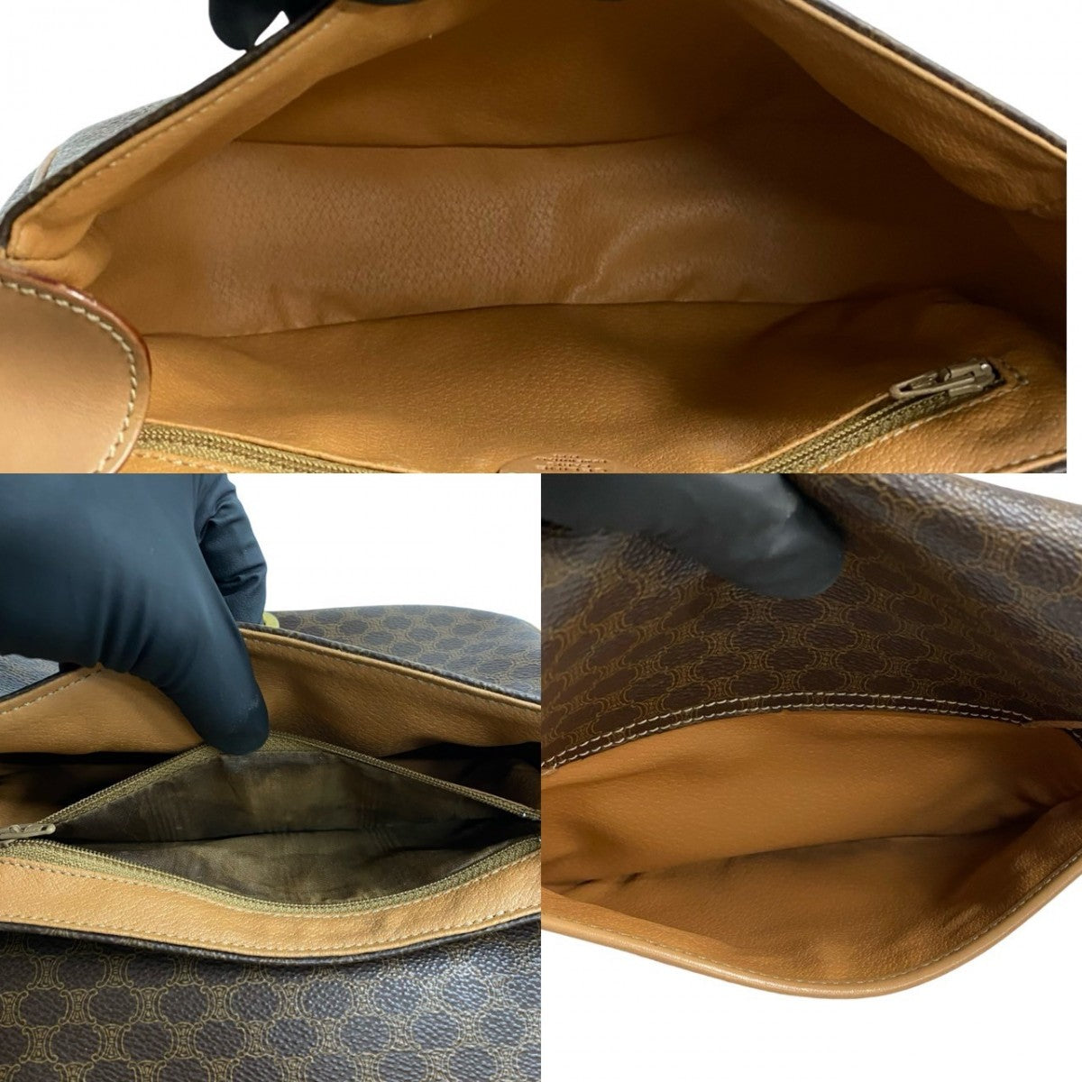 Celine Shoulder Bag Leather, Pvc Brown Macadam Blason Triomphe Pattern Women