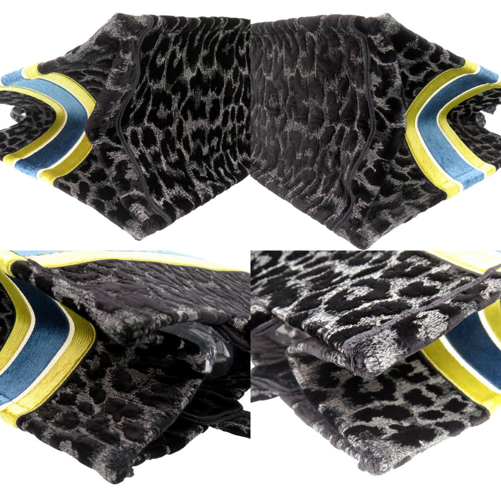 Christian Dior Tote Bag Velor Black Velour Book Tote Leopard Print Medium Tote Bag Women(Unisex)