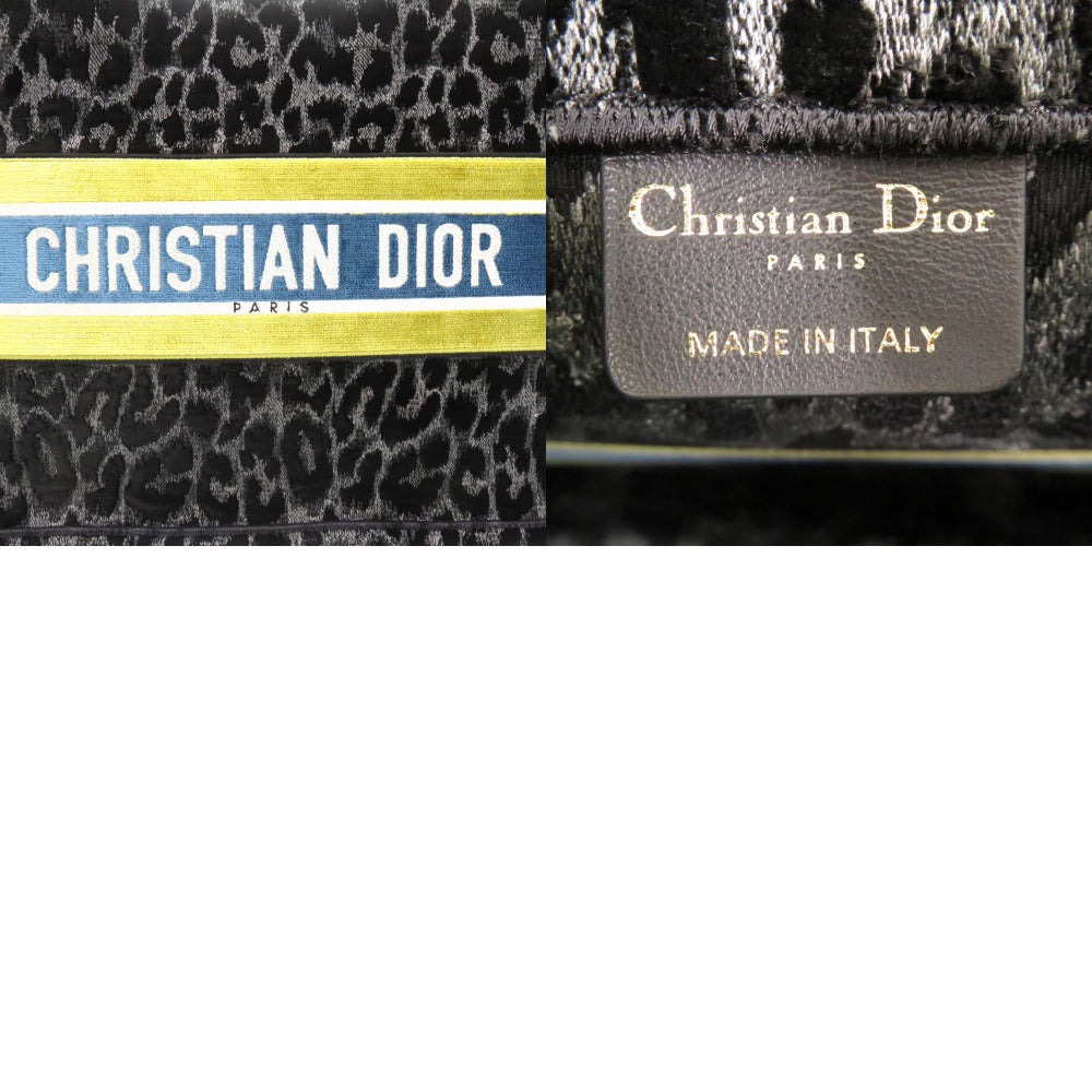 Christian Dior Tote Bag Velor Black Velour Book Tote Leopard Print Medium Tote Bag Women(Unisex)