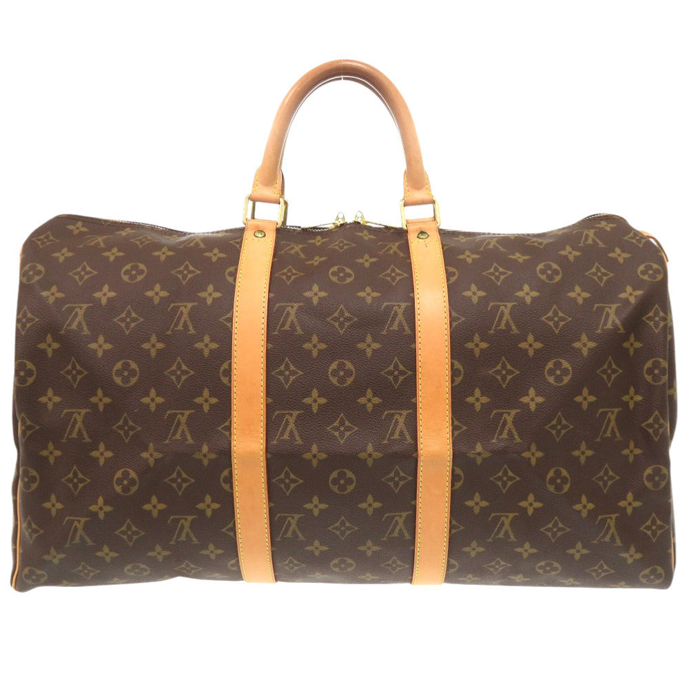 Louis Vuitton Boston Duffel Bag M41426 Monogram Canvas Brown Monogram Keepall 50 Mens