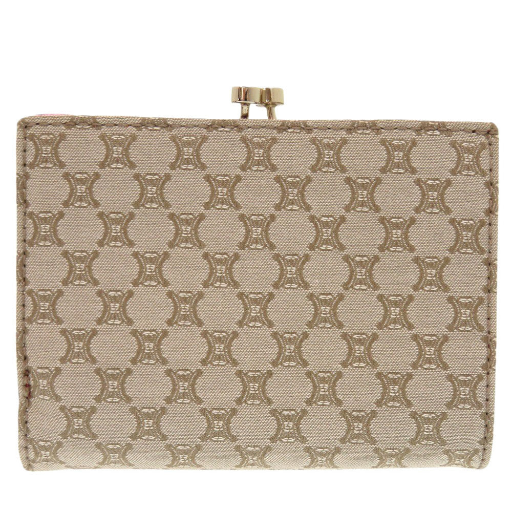 Celine Tri-Fold Wallet Canvas Beige Macadam Pattern Purse Women