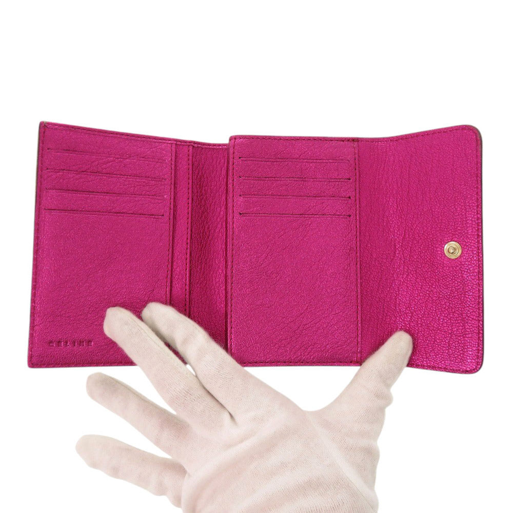 Celine Tri-Fold Wallet Canvas Beige Macadam Pattern Purse Women