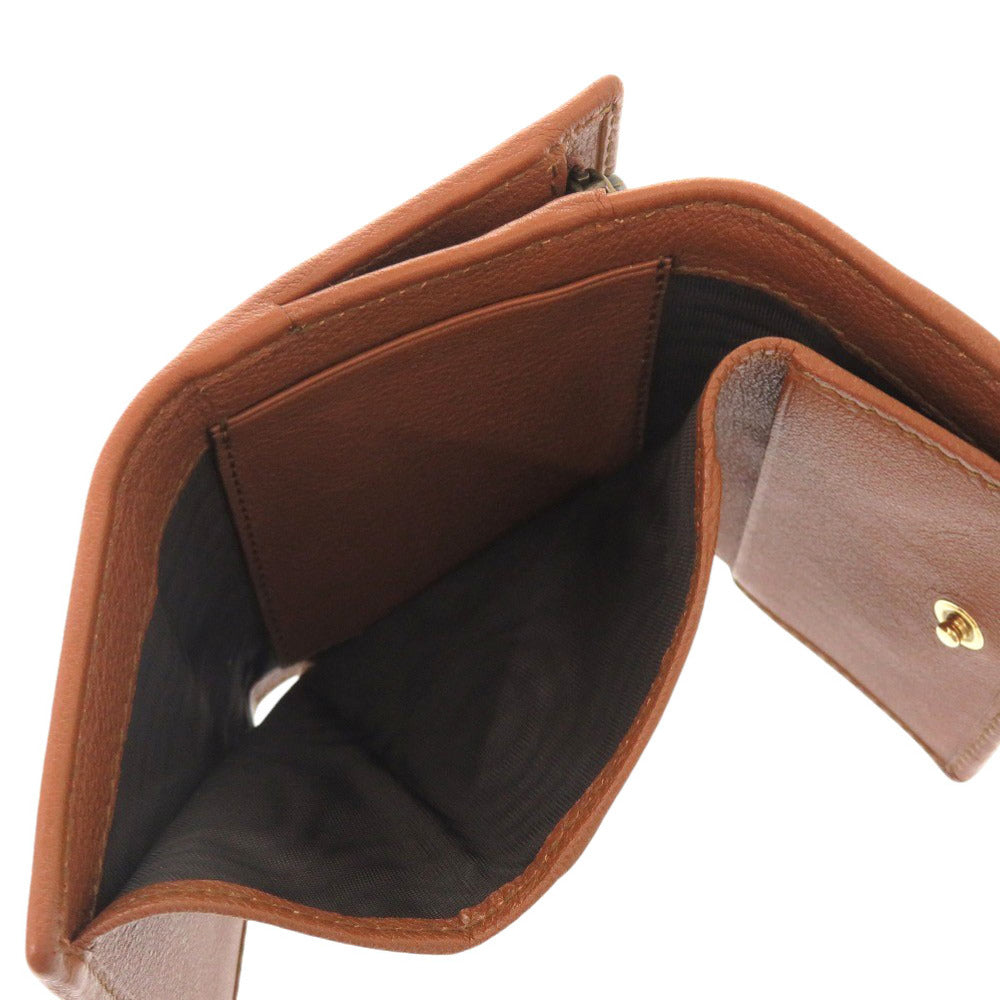 Gucci Tri-Fold Wallet 658633 Leather Brown Bamboo Medium Women