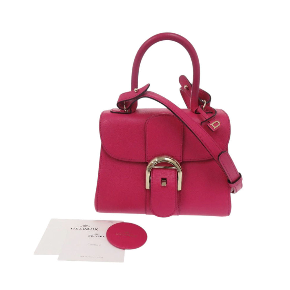 Delvaux Handbag Leather Pink Bryon Mini Women