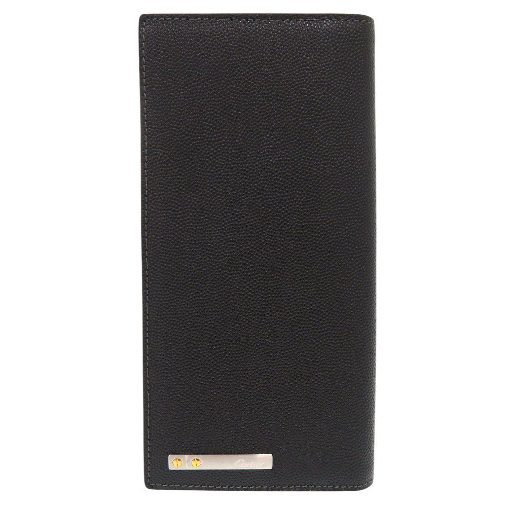 Cartier Long Wallet Purse L3000770 Leather Black Bifold Wallet Billfold Santos Mens