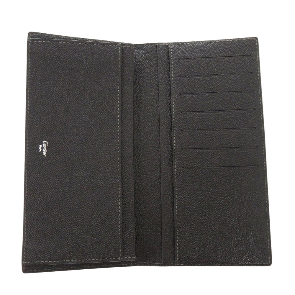 Cartier Long Wallet Purse L3000770 Leather Black Bifold Wallet Billfold Santos Mens