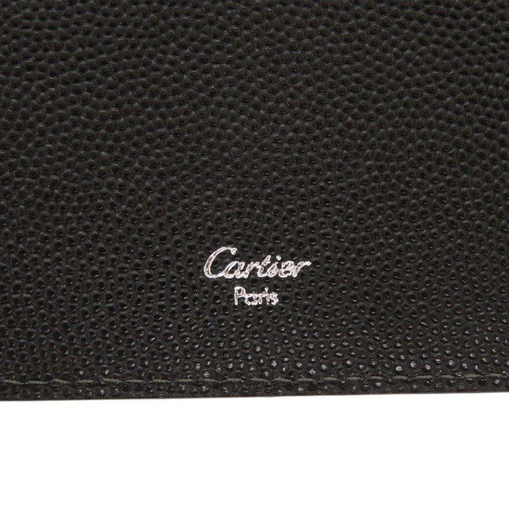 Cartier Long Wallet Purse L3000770 Leather Black Bifold Wallet Billfold Santos Mens