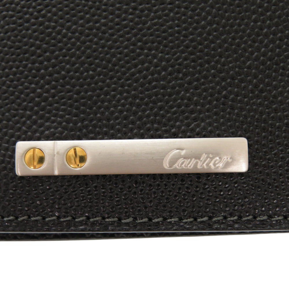 Cartier Long Wallet Purse L3000770 Leather Black Bifold Wallet Billfold Santos Mens