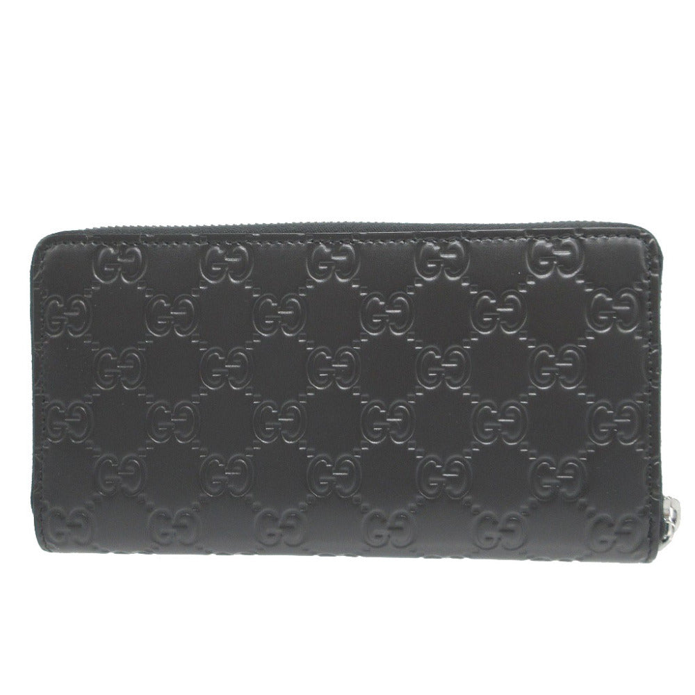 Gucci Long Wallet Purse 307987 Leather Black Zip Around Guccisima Unisex(Unisex)