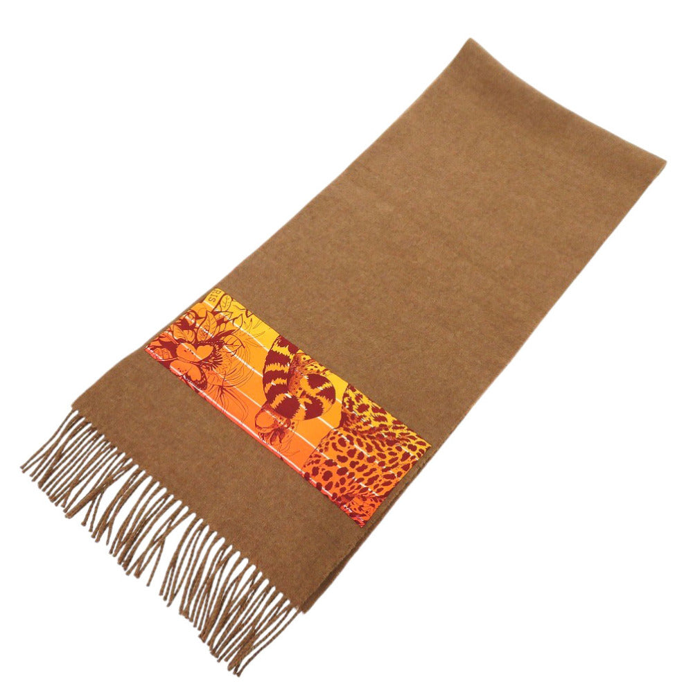 Hermes Scarf Cashmere Brown Women