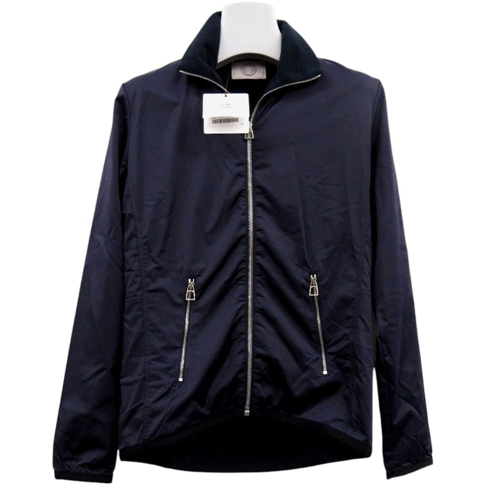 Hermes Nylon Jacket 800165E Nylon Navy Warm-Up Fleece Jacket Mens S
