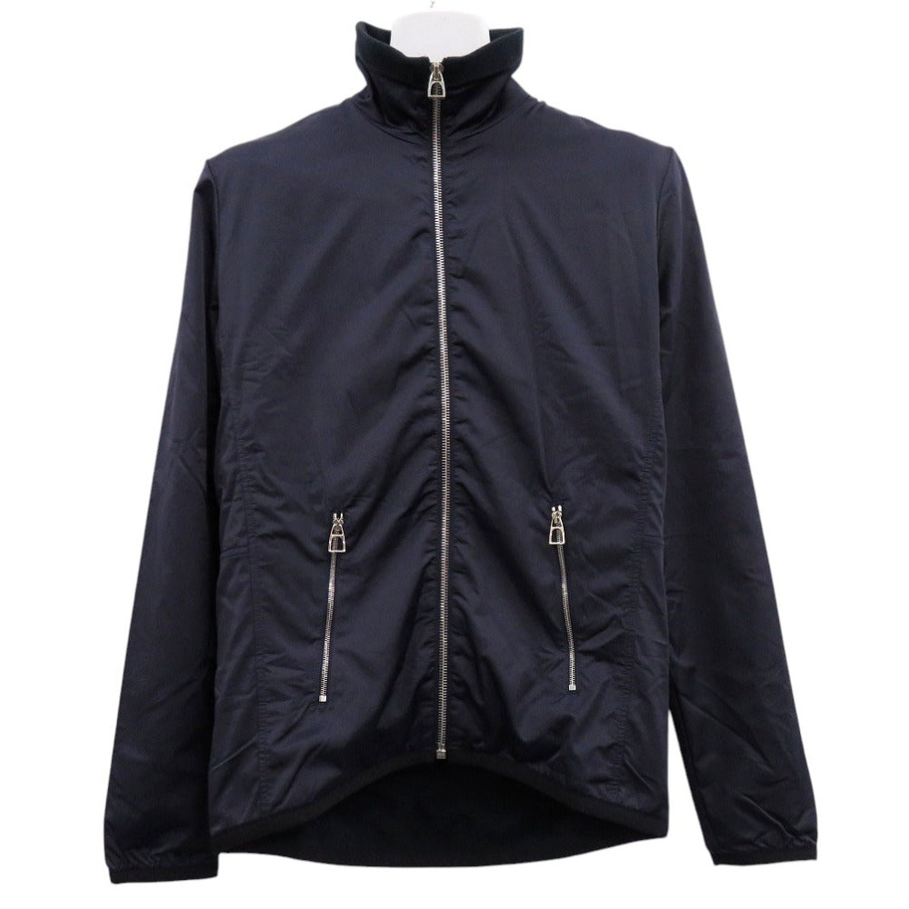 Hermes Nylon Jacket 800165E Nylon Navy Warm-Up Fleece Jacket Mens S