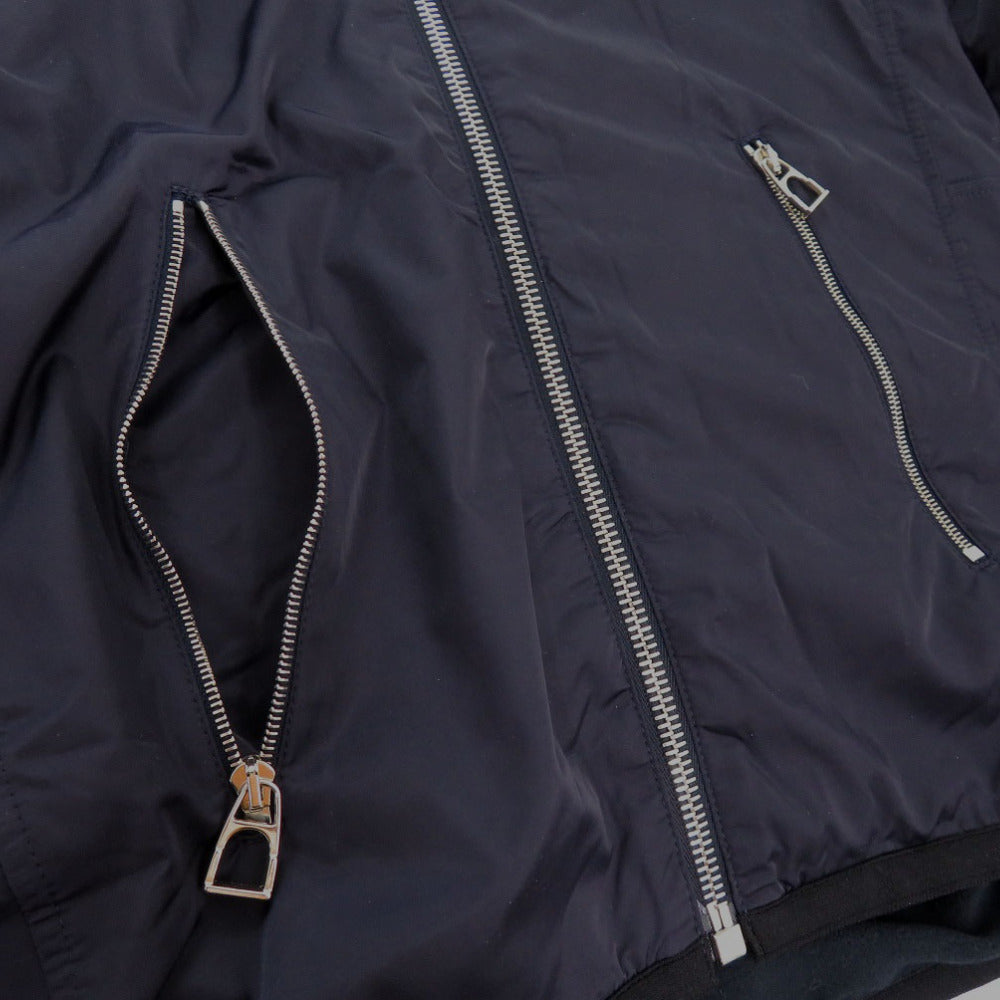 Hermes Nylon Jacket 800165E Nylon Navy Warm-Up Fleece Jacket Mens S