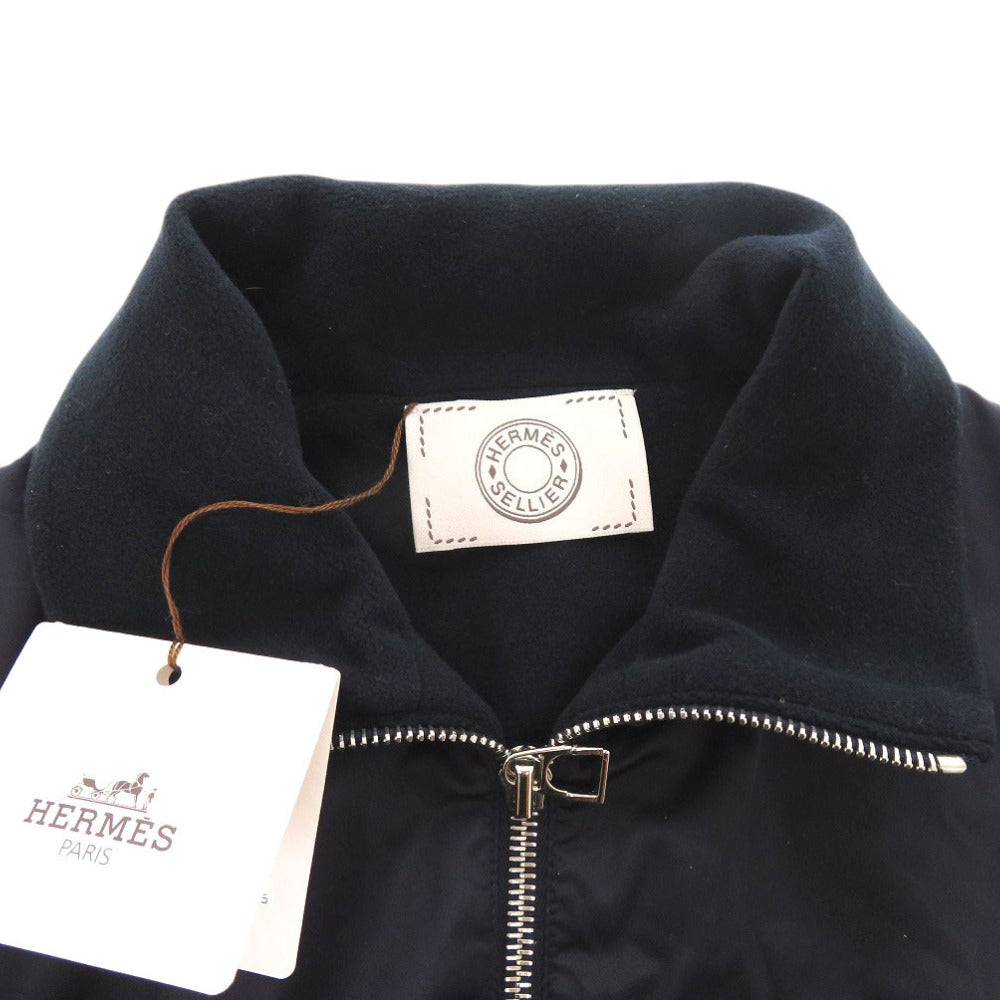 Hermes Nylon Jacket 800165E Nylon Navy Warm-Up Fleece Jacket Mens S