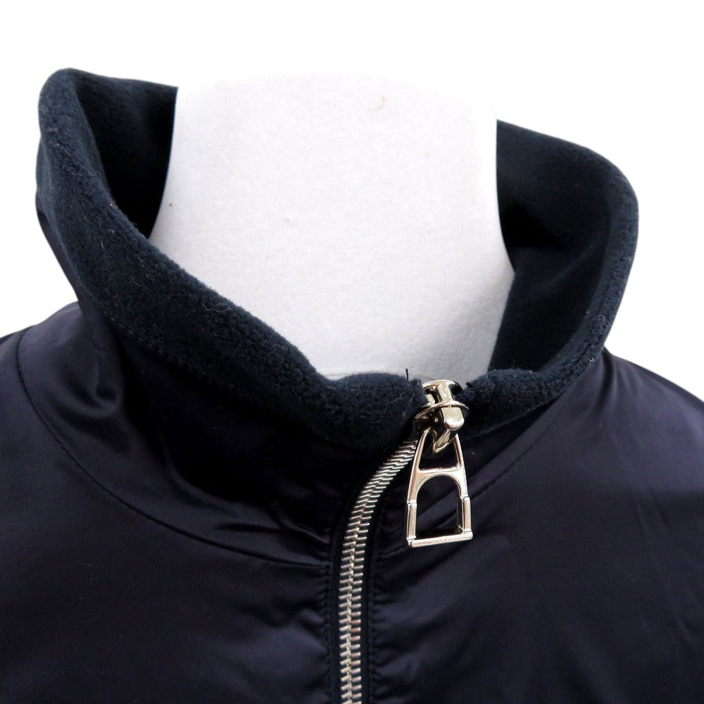 Hermes Nylon Jacket 800165E Nylon Navy Warm-Up Fleece Jacket Mens S