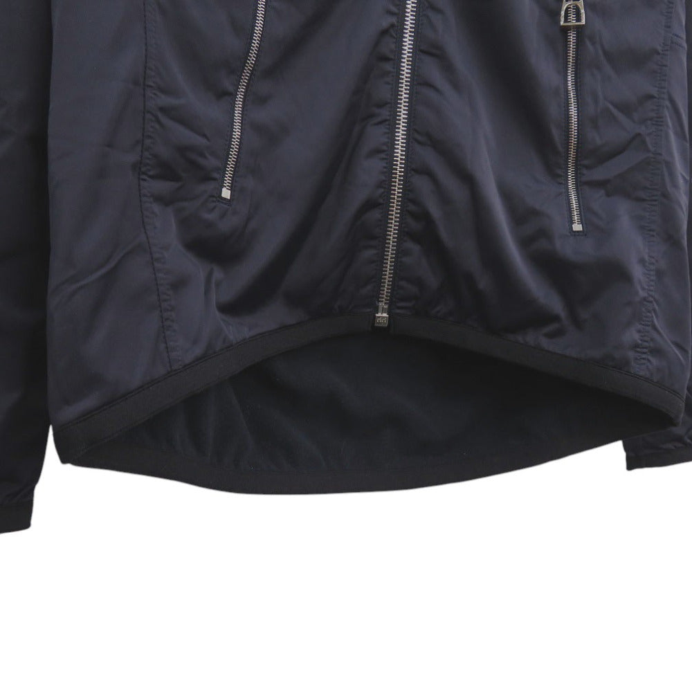 Hermes Nylon Jacket 800165E Nylon Navy Warm-Up Fleece Jacket Mens S
