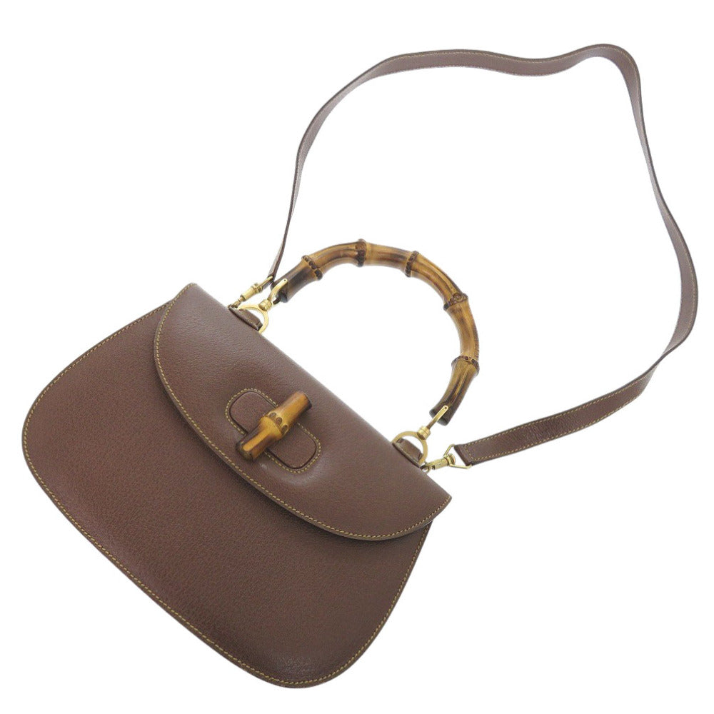 Gucci Handbag 000 926 0633 Leather Brown 2Way Bamboo Women