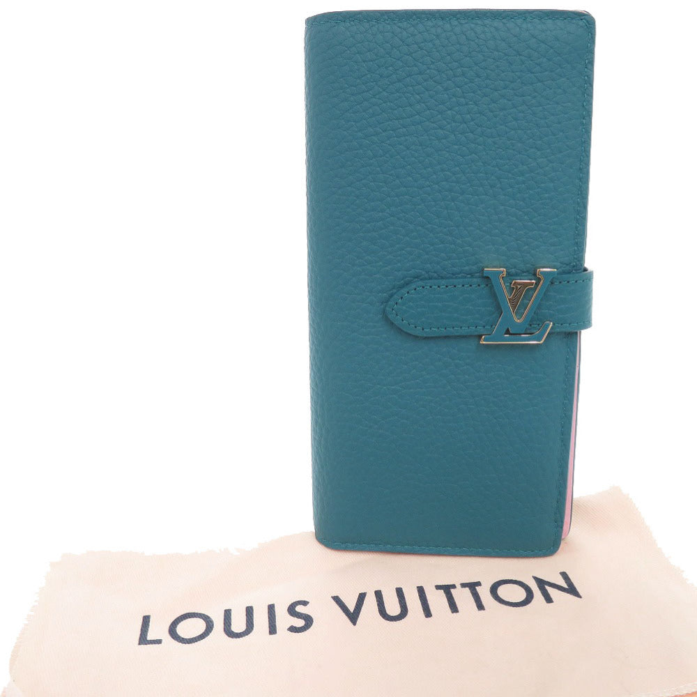 Louis Vuitton Long Wallet Purse M81499 Leather Blue Lvvertical Wallet Women