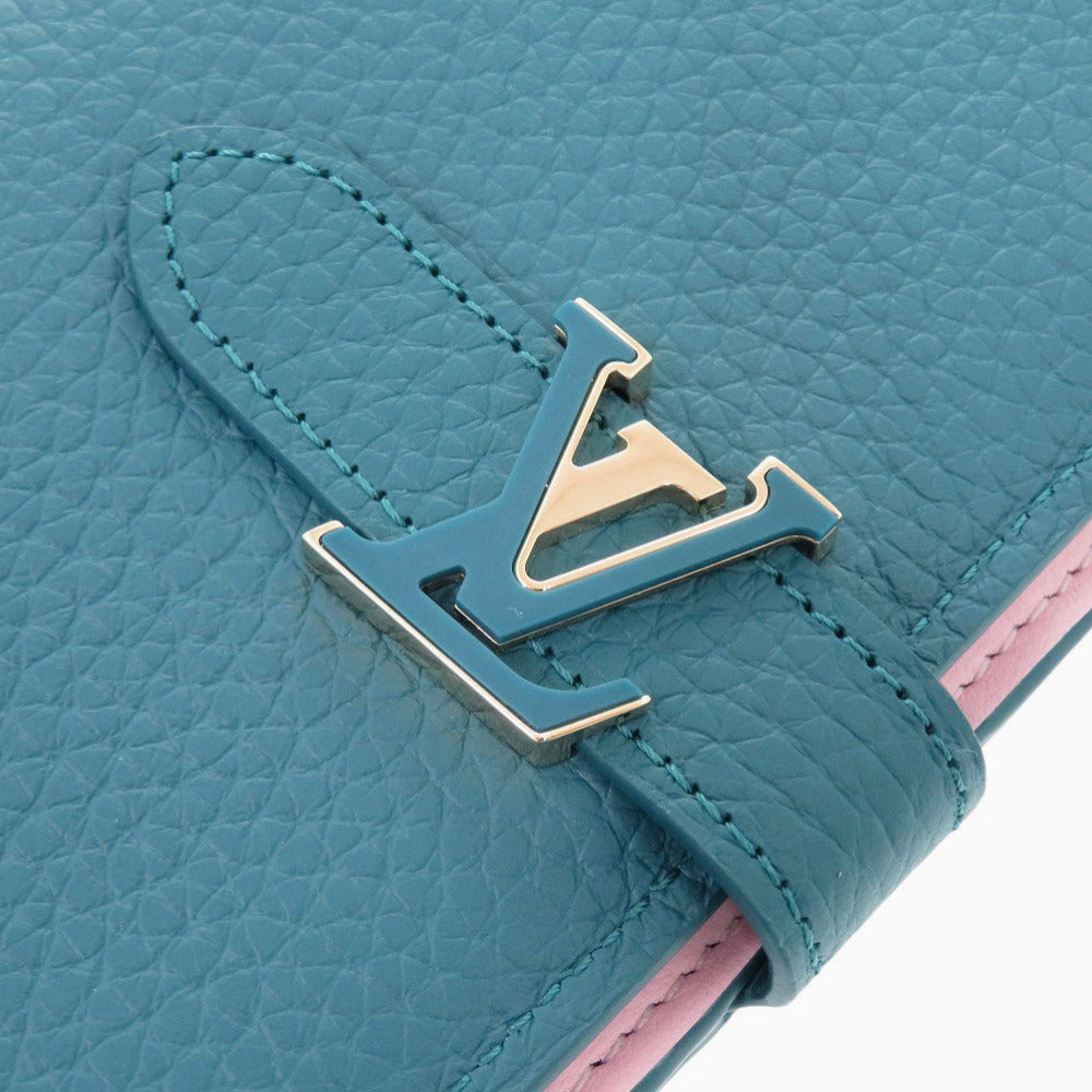 Louis Vuitton Long Wallet Purse M81499 Leather Blue Lvvertical Wallet Women