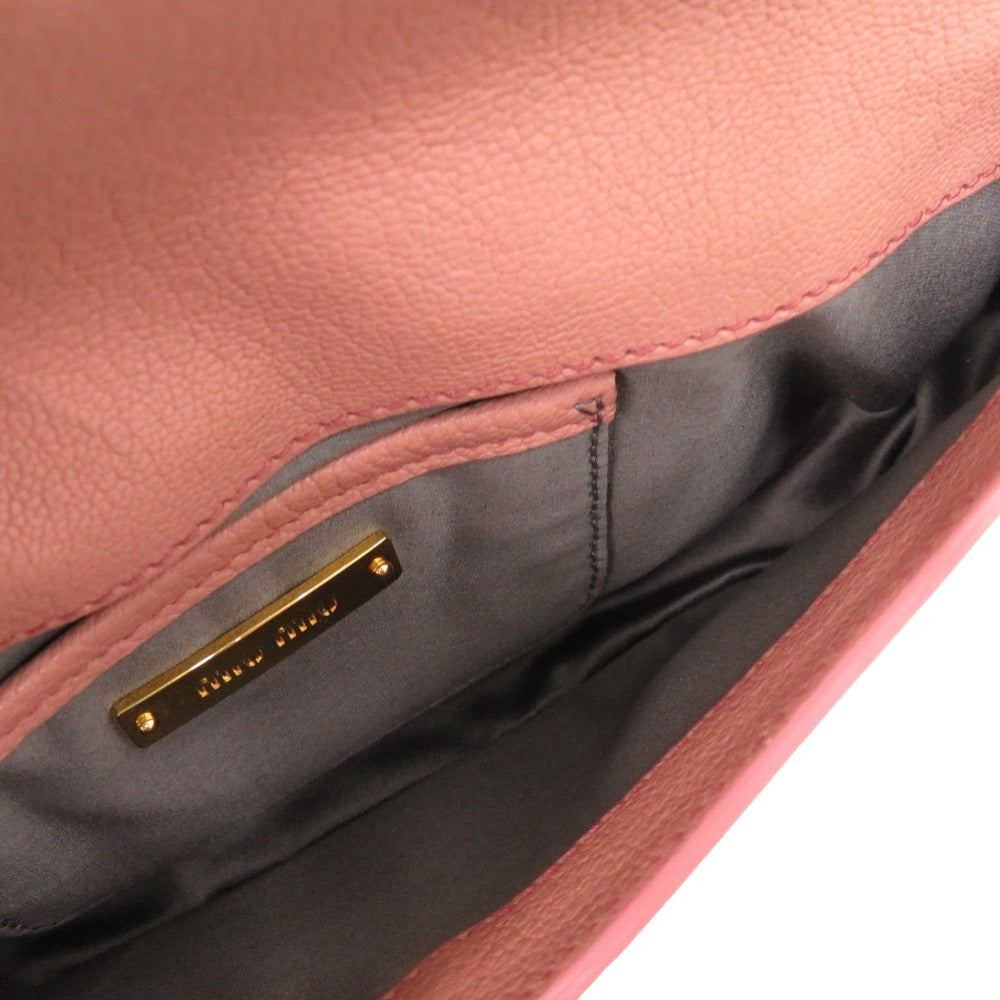 Miumiu Clutch Bag Leather, Stone Pink Ribbon, Beads, Studs Women