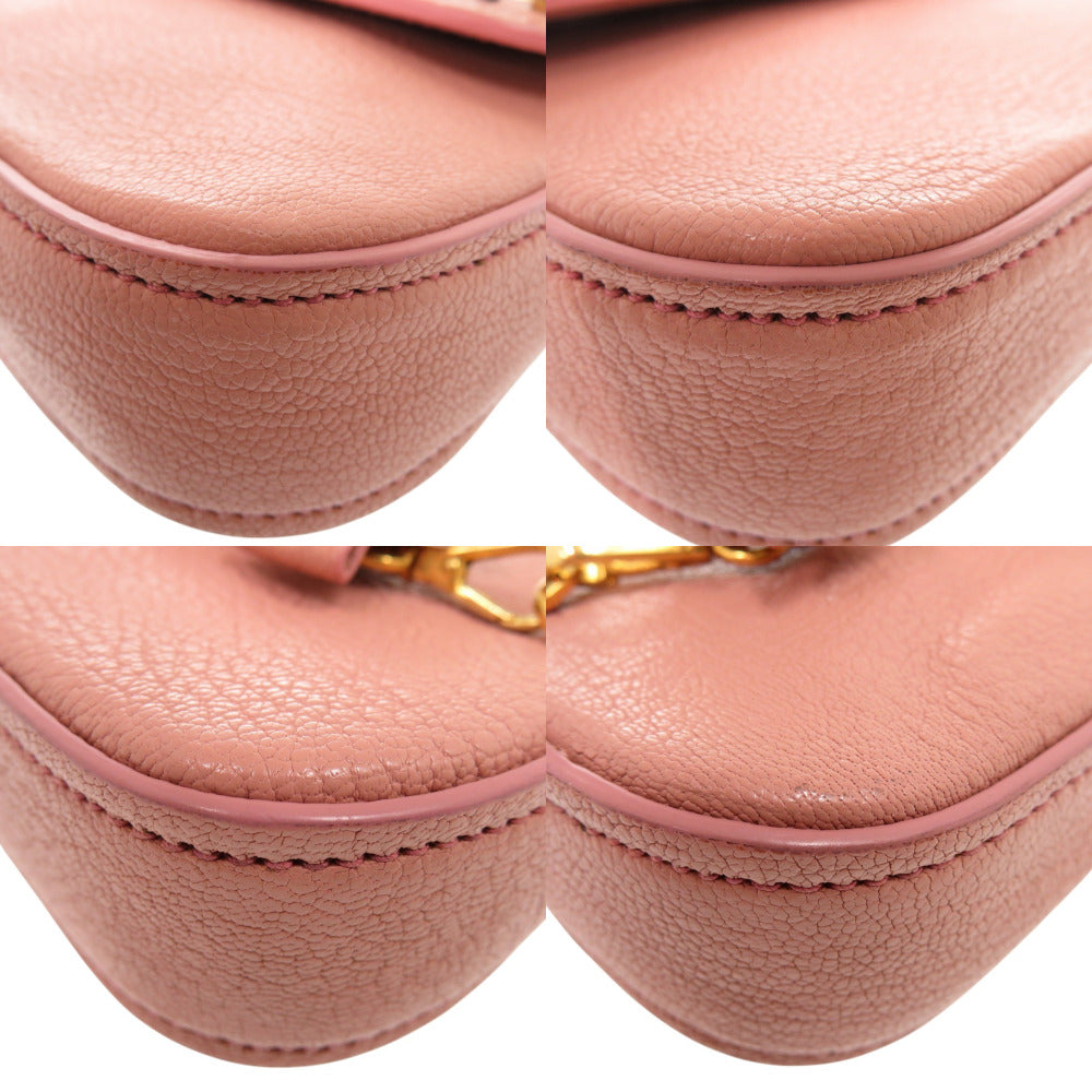 Miumiu Clutch Bag Leather, Stone Pink Ribbon, Beads, Studs Women