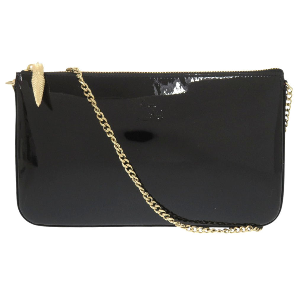 Christian Louboutin Shoulder Bag Patent Leather Black Chainshoulder Bag Women