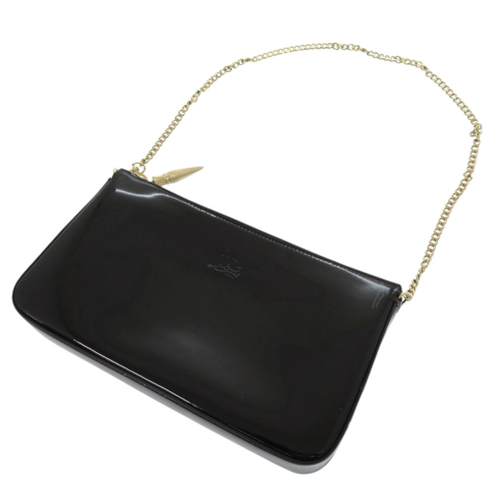 Christian Louboutin Shoulder Bag Patent Leather Black Chainshoulder Bag Women