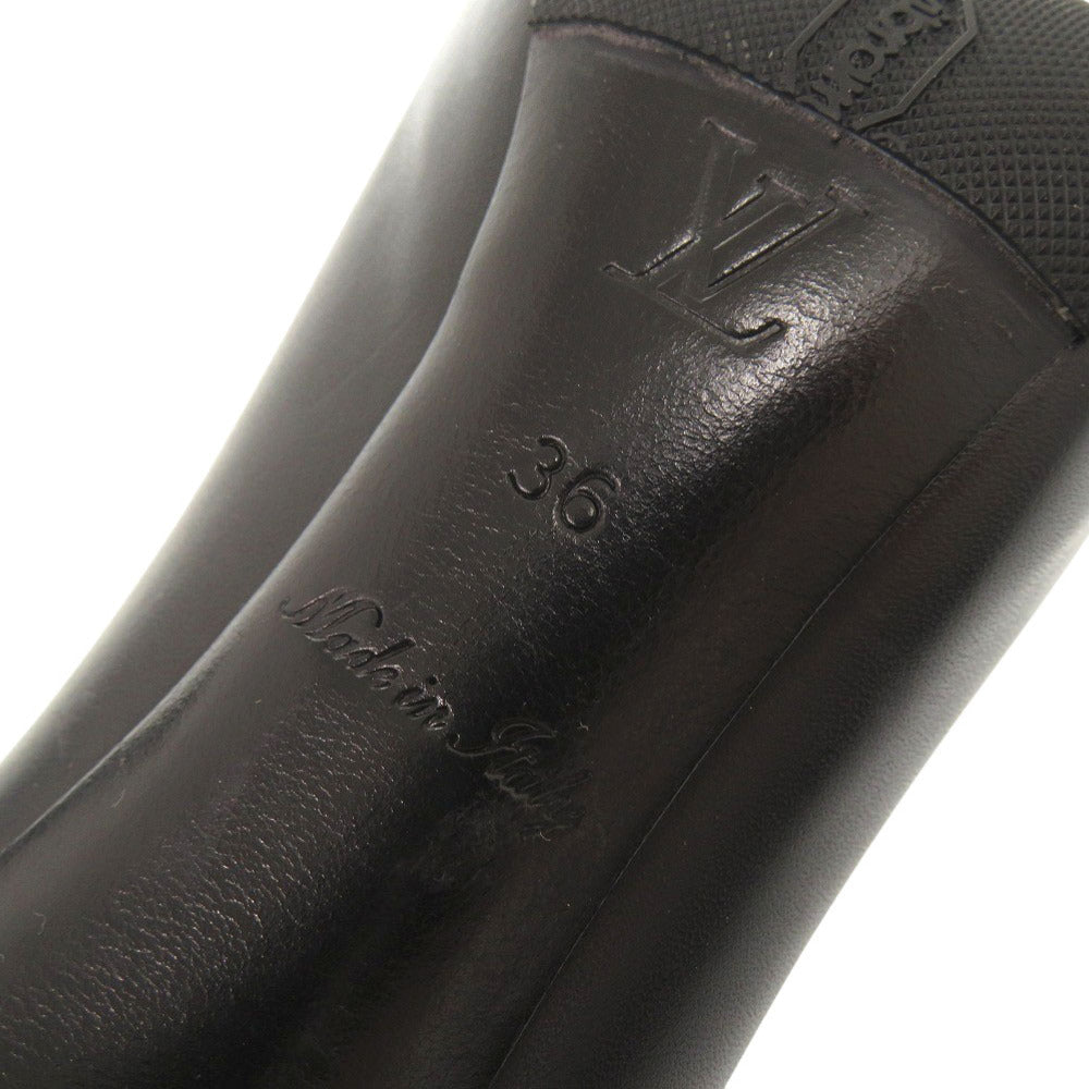 Louis Vuitton Pumps Leather Black Open Toe Padlock Women 36