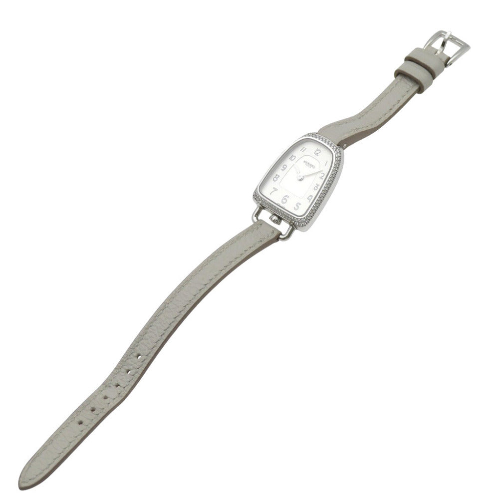 Hermes Watches Quartz Ga1.130 Stainless Steel, Diamond White Galop D'Herms Mm White Dial