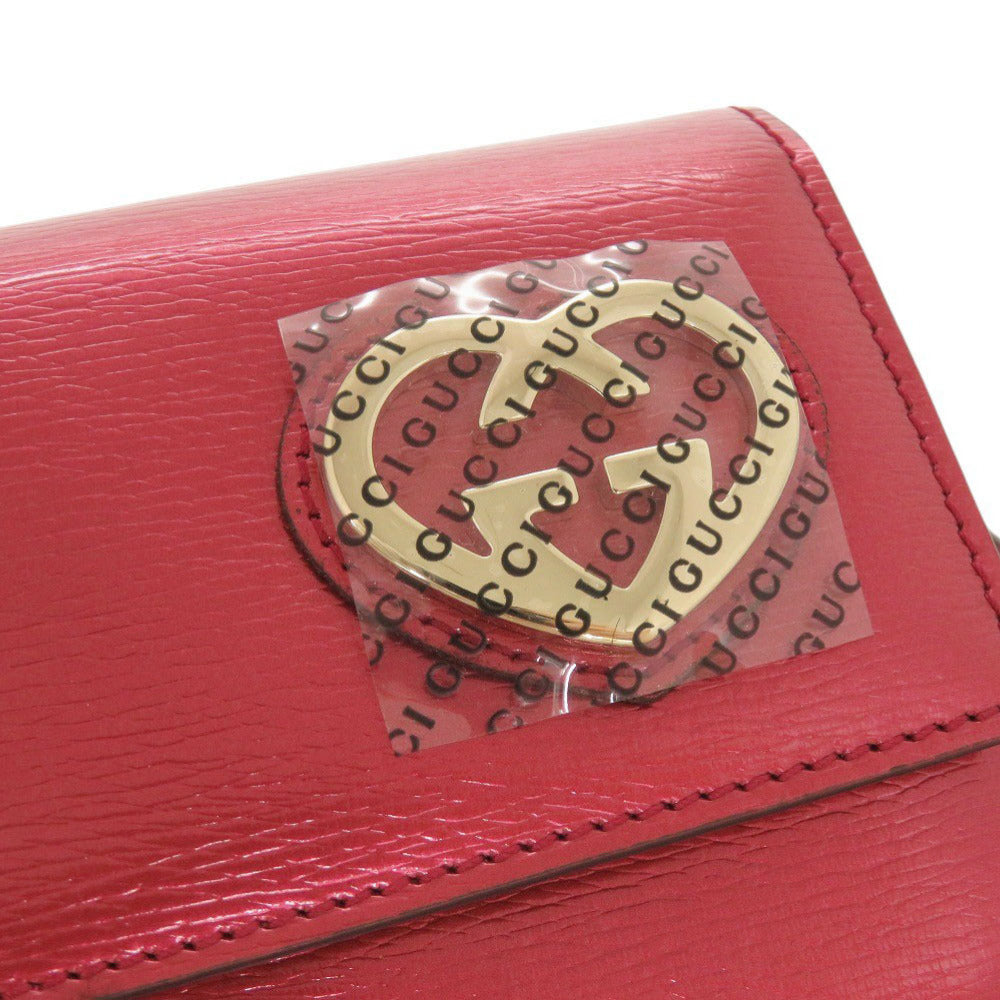 Gucci Long Wallet Purse 245728 Patent Leather Red Lovely Heart Women