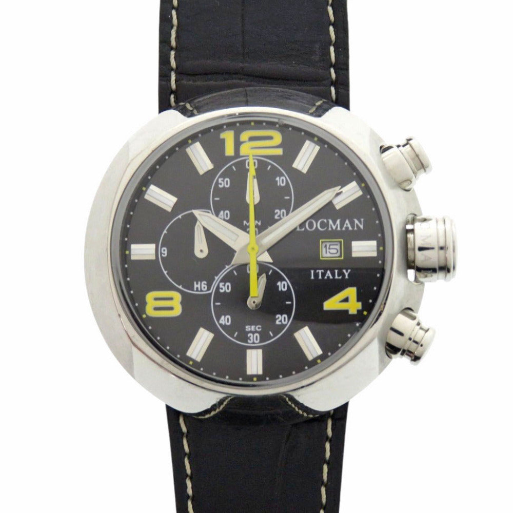 Locman Watches Quartz Ref420 Stainless Steel , Embossed Leather Black Quartz Black Dial Mens