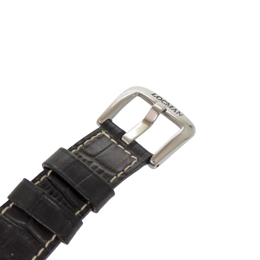 Locman Watches Quartz Ref420 Stainless Steel , Embossed Leather Black Quartz Black Dial Mens