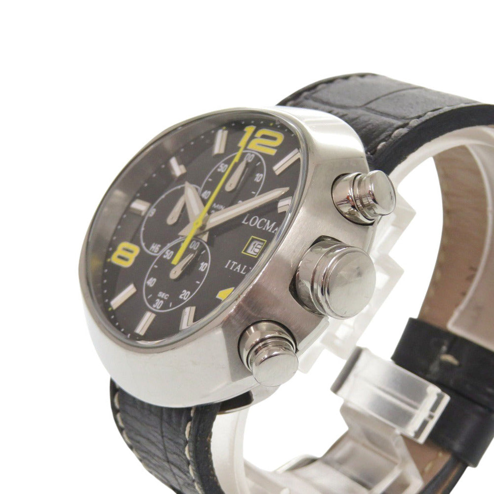 Locman Watches Quartz Ref420 Stainless Steel , Embossed Leather Black Quartz Black Dial Mens